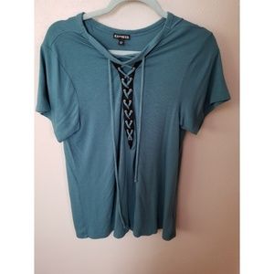 Blue lace up Express top